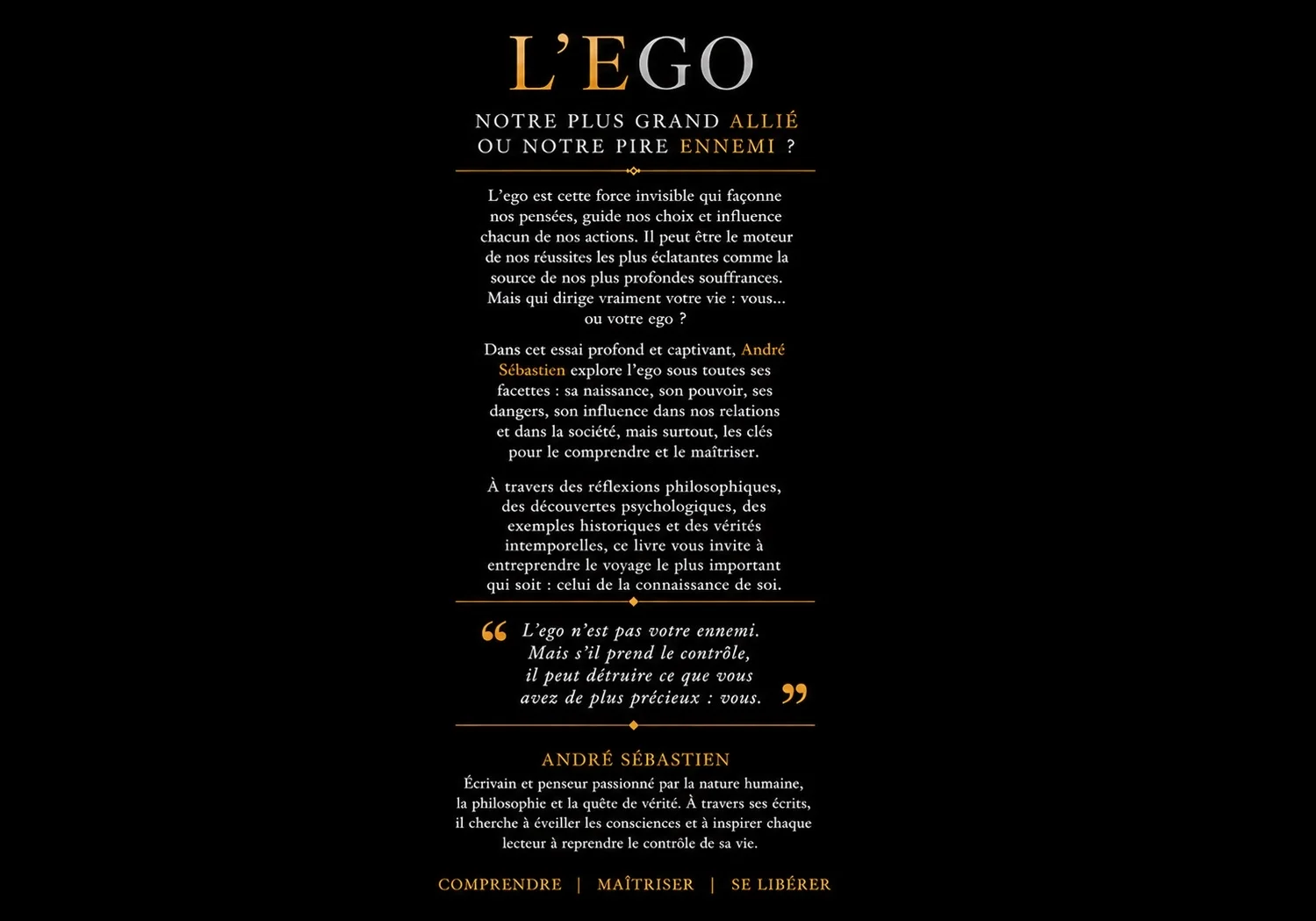 Quatrième de couverture de L'EGO par Andre Sebastien